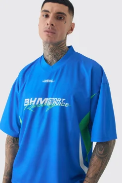 boohooMAN Tall Oversized V Neck Mesh Moto Printed T-shirt & Short Set | UK| Tracksuits