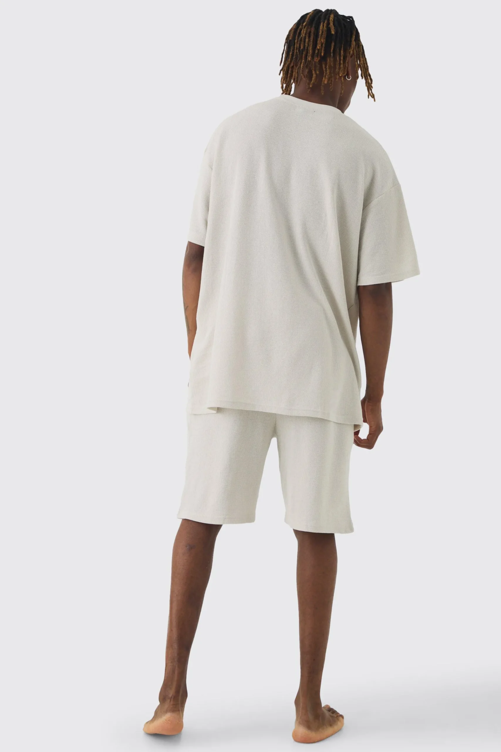 boohooMAN Tall Oversized Waffle Lounge Short Set In | UK| Loungewear