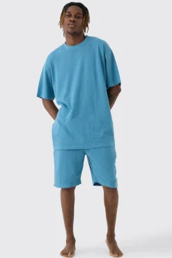 boohooMAN Tall Oversized Waffle Lounge Short Set In | UK| Loungewear