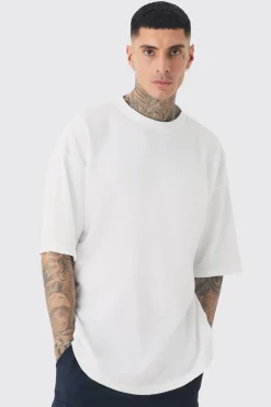 Tall Oversized Waffle T-shirt | UK^boohooMAN Online
