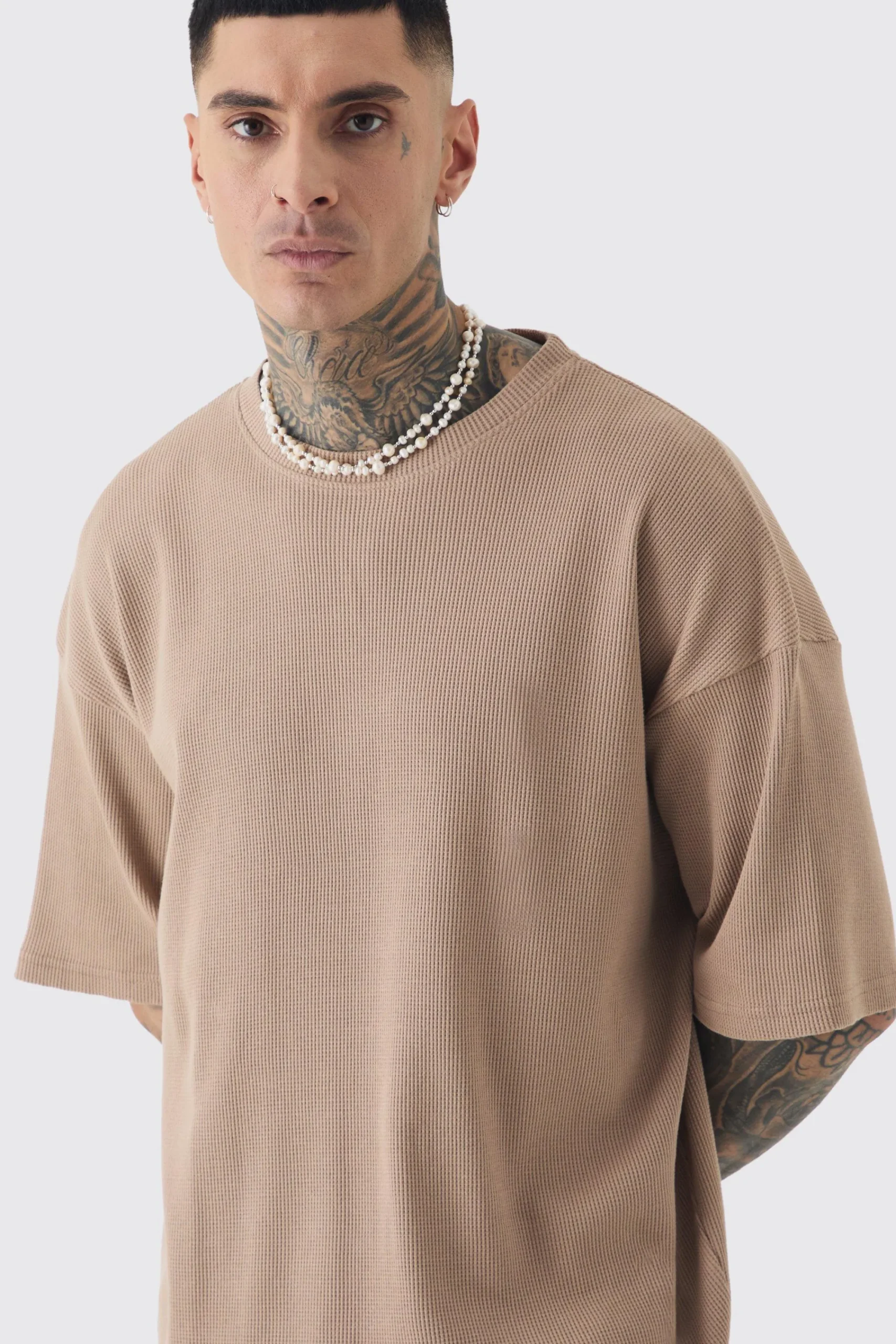 Tall Oversized Waffle T-shirt | UK^boohooMAN Outlet