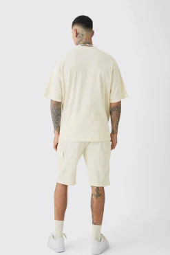 boohooMAN Tall Oversized Waffle T-shirt & Cargo Short Set | UK| Shorts|Sets & Co-Ords