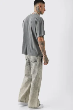 Tall Oversized Washed Pour Homme Print T-shirt | UK^boohooMAN Outlet
