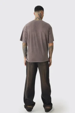 Tall Oversized Washed Wyoming Print T-shirt | UK^boohooMAN Clearance