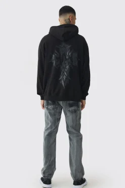 boohooMAN Tall Oversized Worldwide Gothic Cross Print Hoodie | UK| Hoodies & Sweatshirts