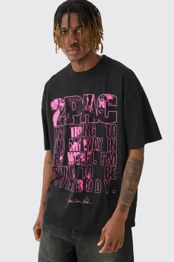 Tall 2Pac Printed License T-shirt In | UK^boohooMAN Online