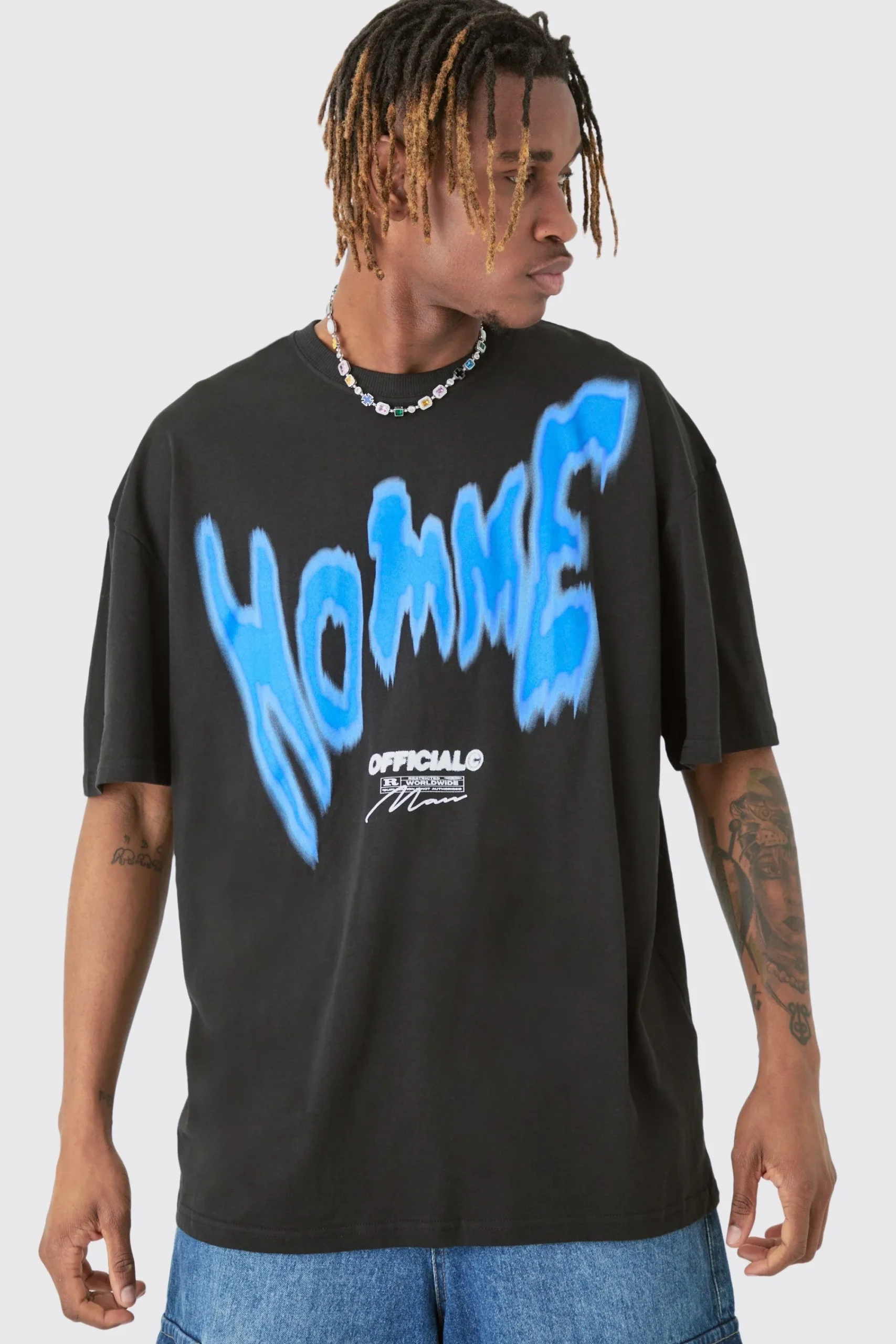 Tall Painted Homme T-shirt In | UK^boohooMAN Discount