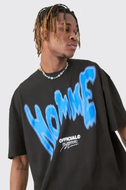 Tall Painted Homme T-shirt In | UK^boohooMAN Discount