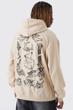 boohooMAN Tall Patchwork Tattoo Print Oversized Hoodie | UK| Hoodies & Sweatshirts