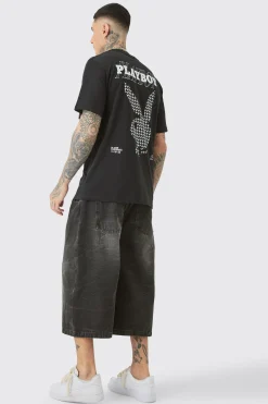 Tall Playboy License Check Print T-shirt In | UK^boohooMAN