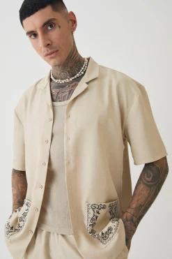 boohooMAN Tall Pocket Detail Smart Linen Look Shirt & Short Set | UK| Sets & Co-Ords