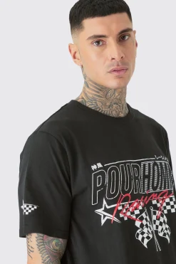 Tall Pour Homme Racing Print T-shirt | UK^boohooMAN Best