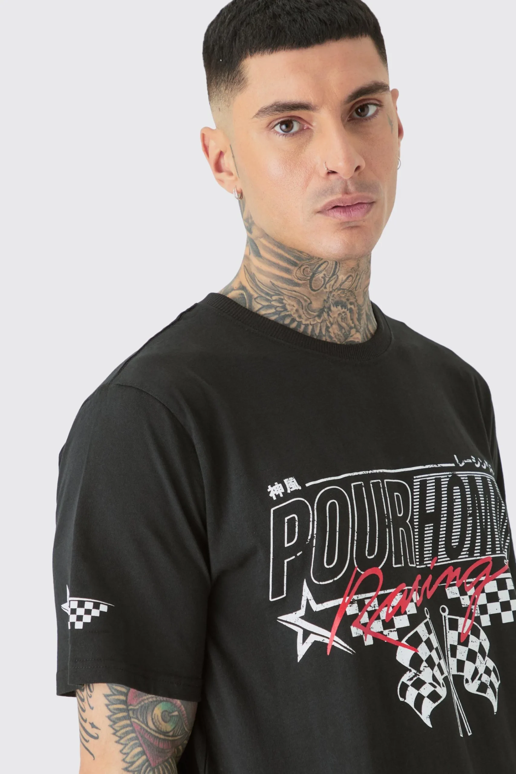 Tall Pour Homme Racing Print T-shirt | UK^boohooMAN Best