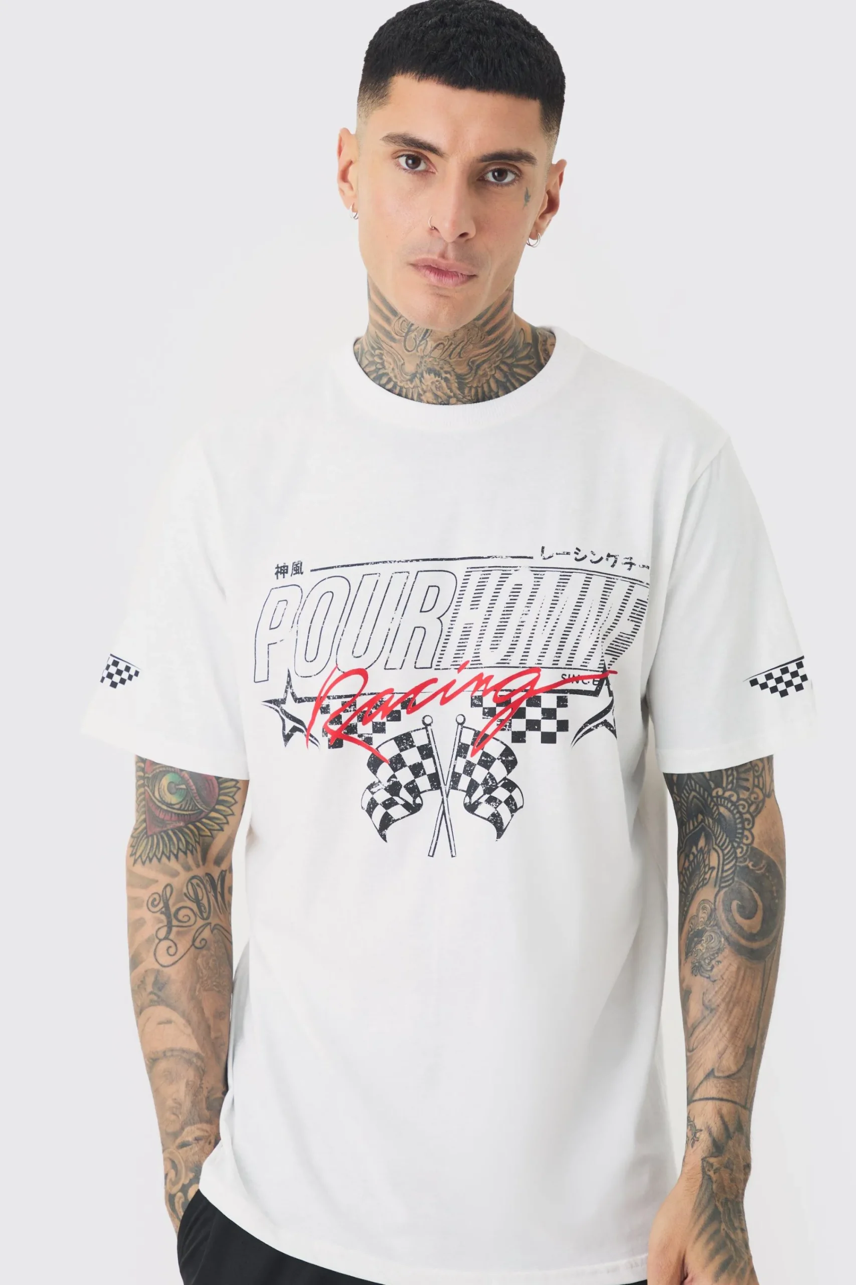 Tall Pour Homme Racing Print T-shirt | UK^boohooMAN Hot