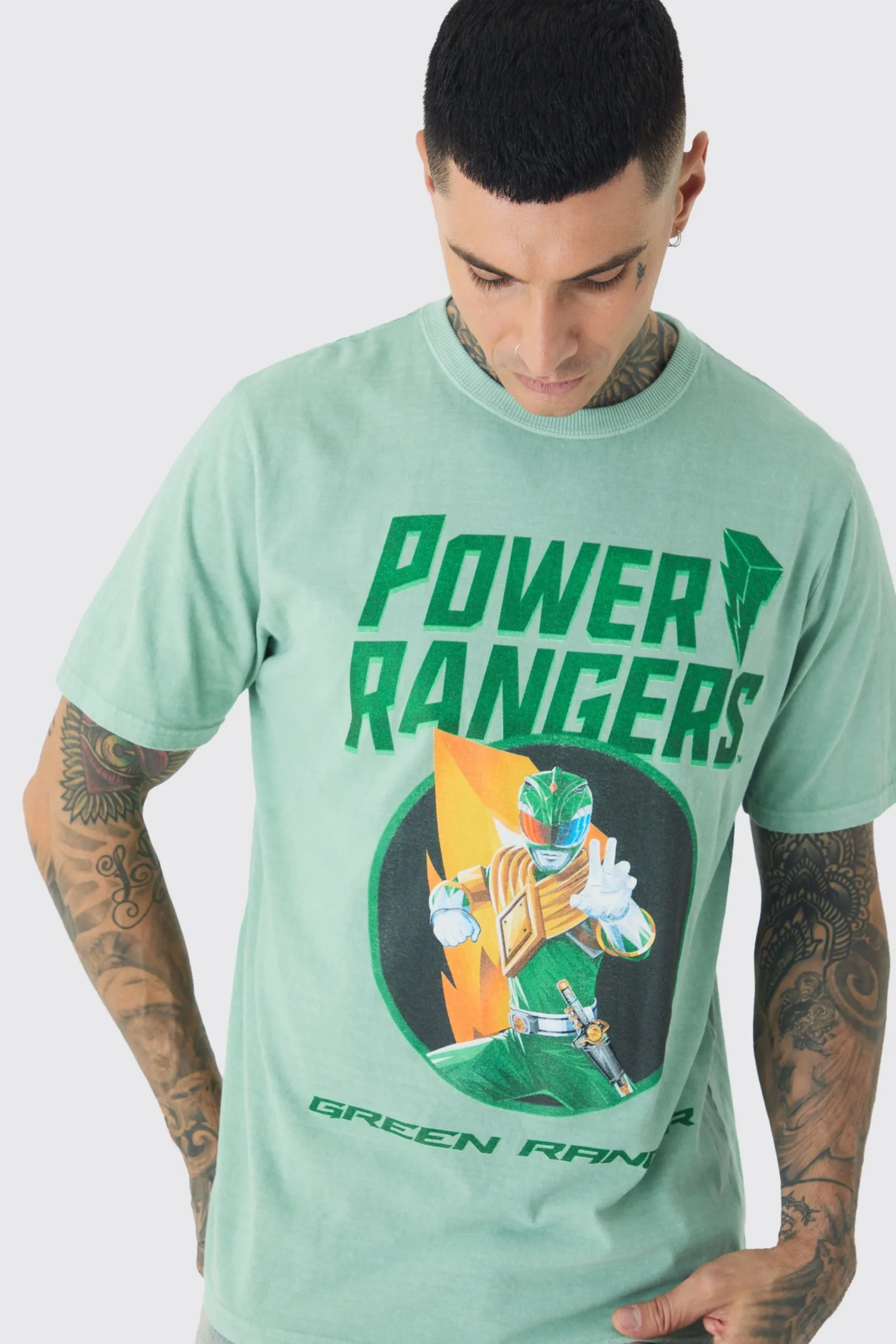 Tall Power Ranger License Print T-shirt In | UK^boohooMAN Outlet