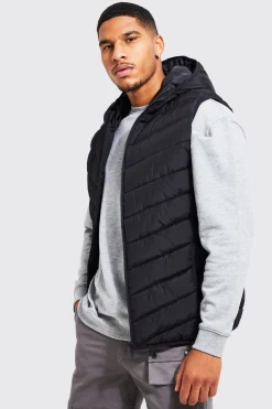 boohooMAN Tall Quilted Zip Through Gilet | UK| Coats & Jackets