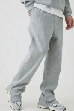 boohooMAN Tall Regular Fit Heavyweight Ribbed Split Hem Jogger | UK| Trousers|Joggers