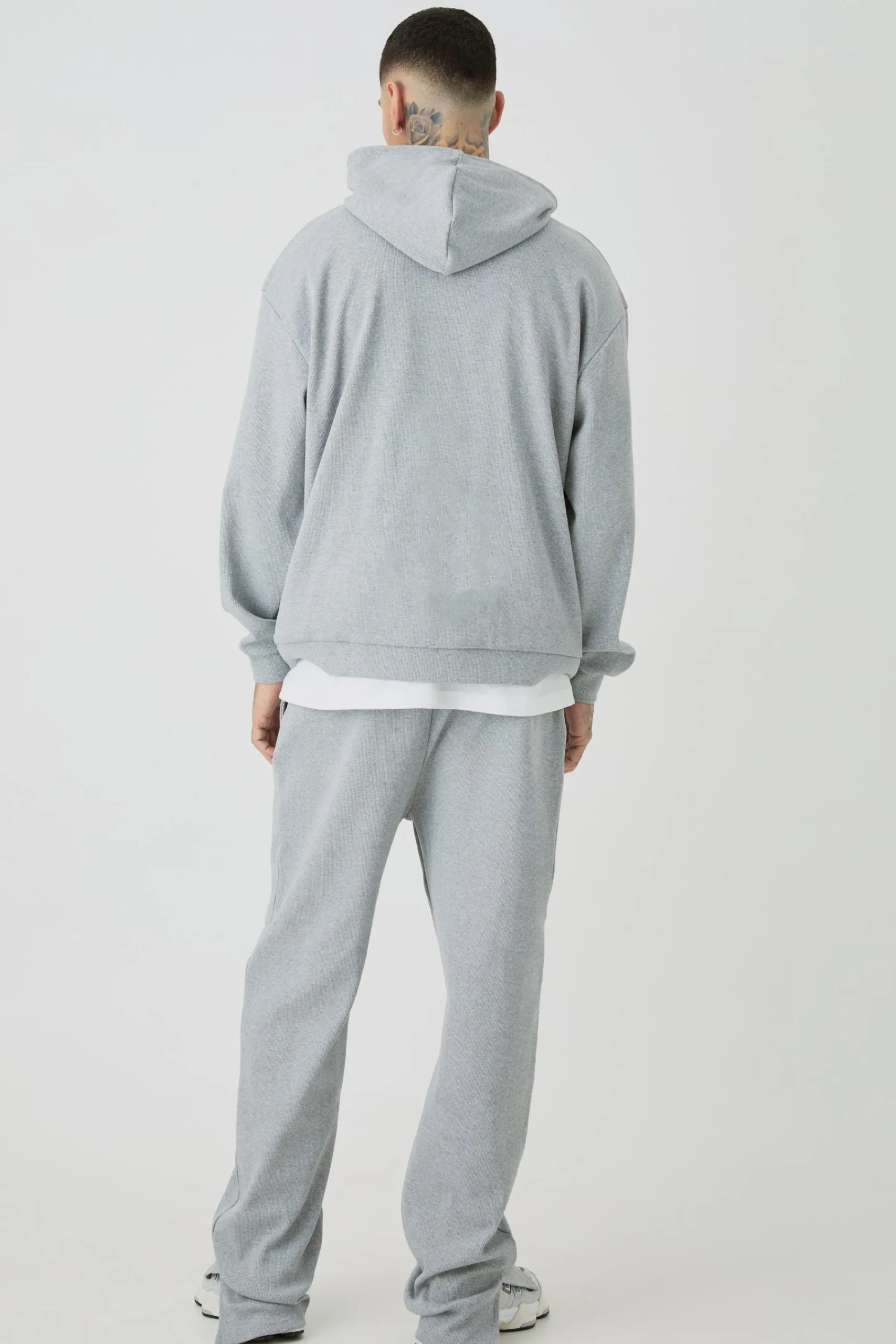 boohooMAN Tall Regular Fit Heavyweight Ribbed Split Hem Jogger | UK| Trousers|Joggers