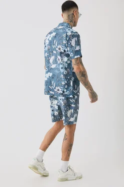 boohooMAN Tall Regular Floral Print Shirt & Swim Short Set | UK| Sets & Co-Ords