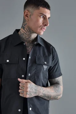 boohooMAN Tall Regular Patch Pocket Nylon Man Overshirt | UK| Shirts