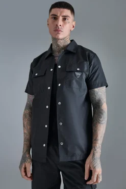 boohooMAN Tall Regular Patch Pocket Nylon Man Overshirt | UK| Shirts