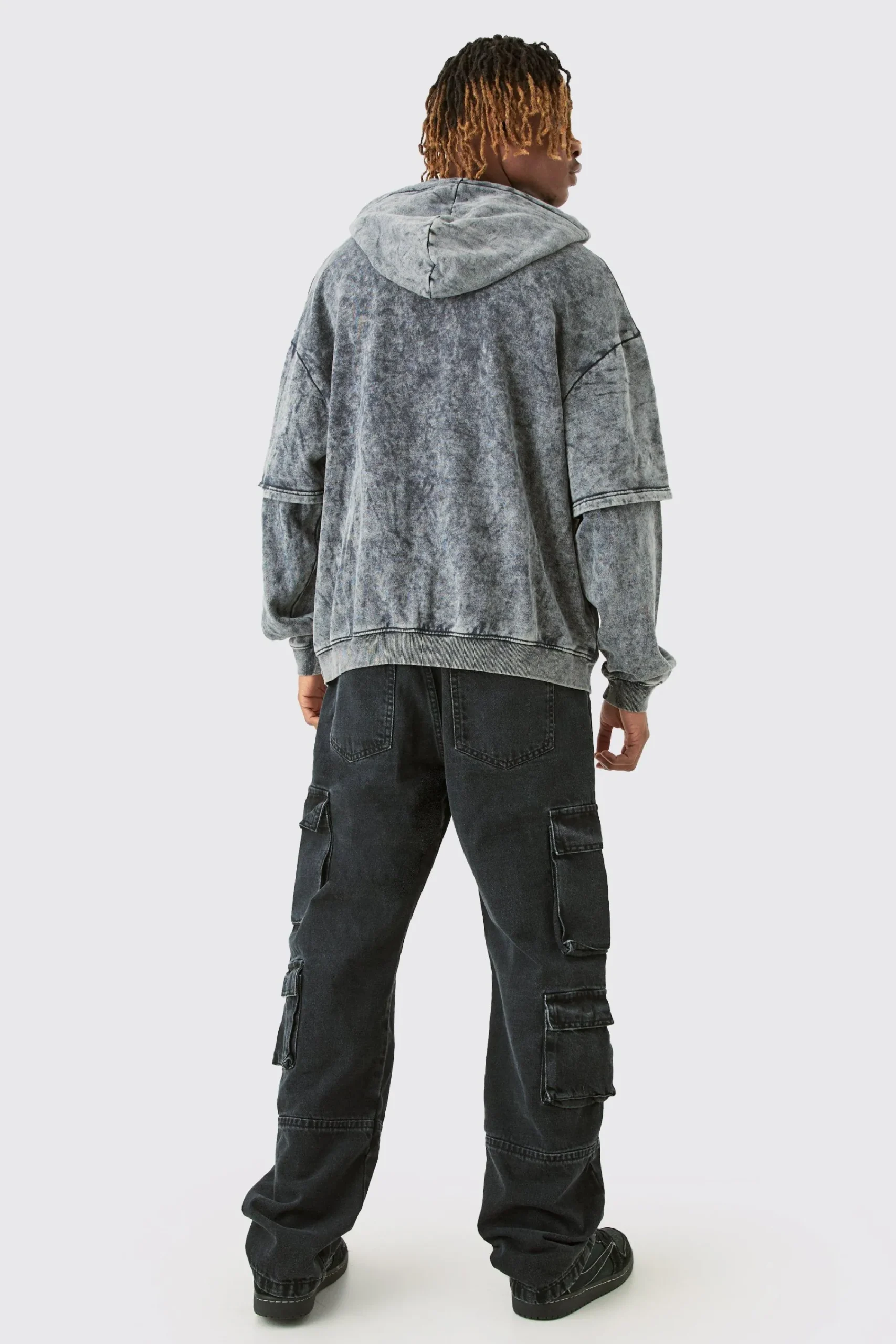 boohooMAN Tall Relaxed Fit Acid Wash Cargo Jean | UK| Trousers|Jeans