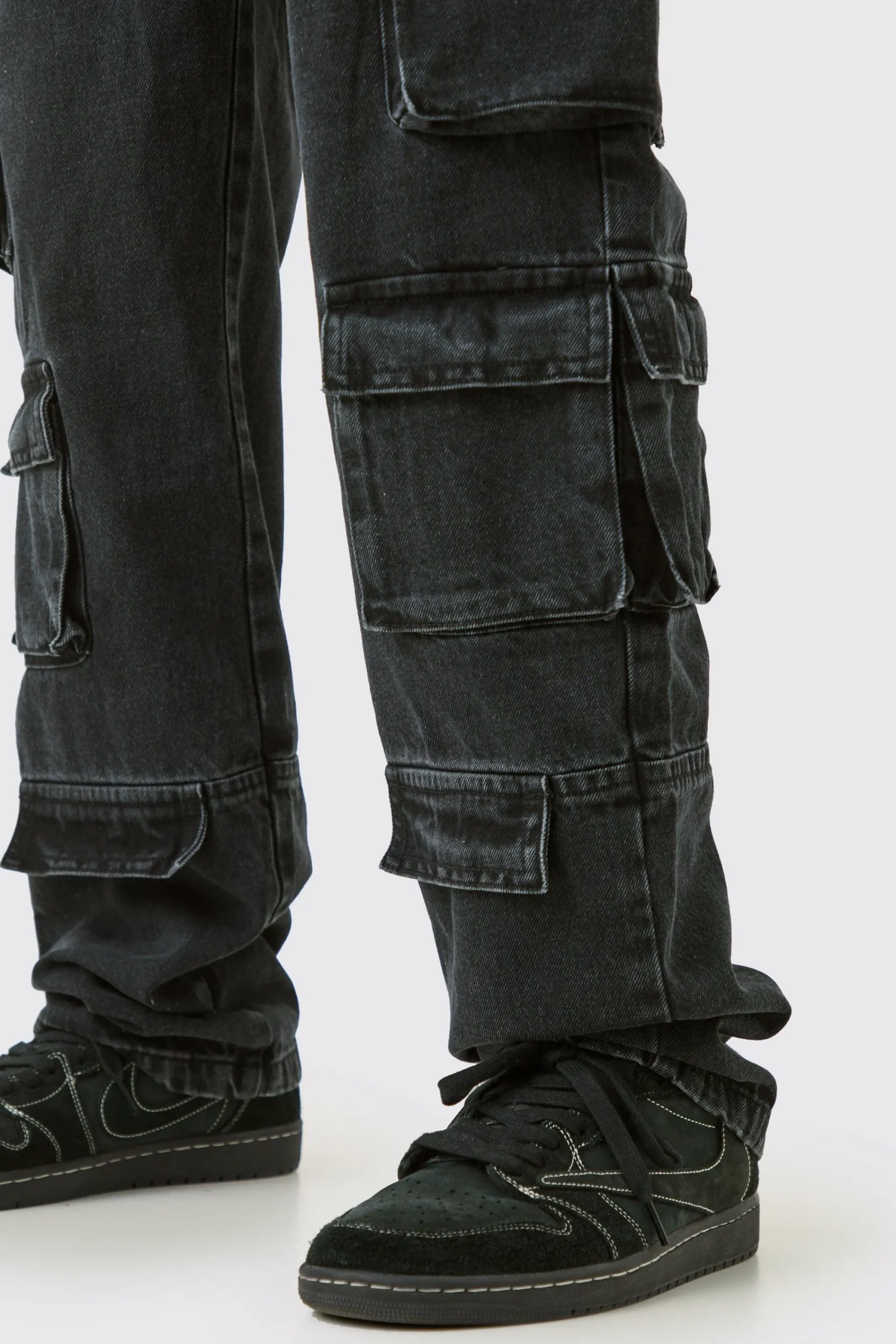 boohooMAN Tall Relaxed Fit Acid Wash Cargo Jean | UK| Trousers|Jeans