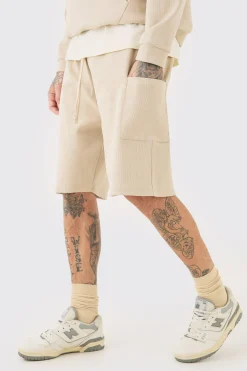 boohooMAN Tall Relaxed Heavyweight Ribbed Cargo Short | UK| Shorts