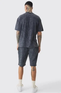 boohooMAN Tall Relaxed Limited Applique Washed Jersey Shorts | UK| Shorts