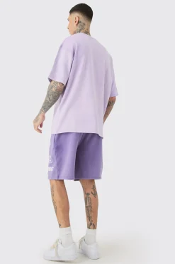 boohooMAN Tall Relaxed Moto Puff Print Washed Shorts | UK| Shorts