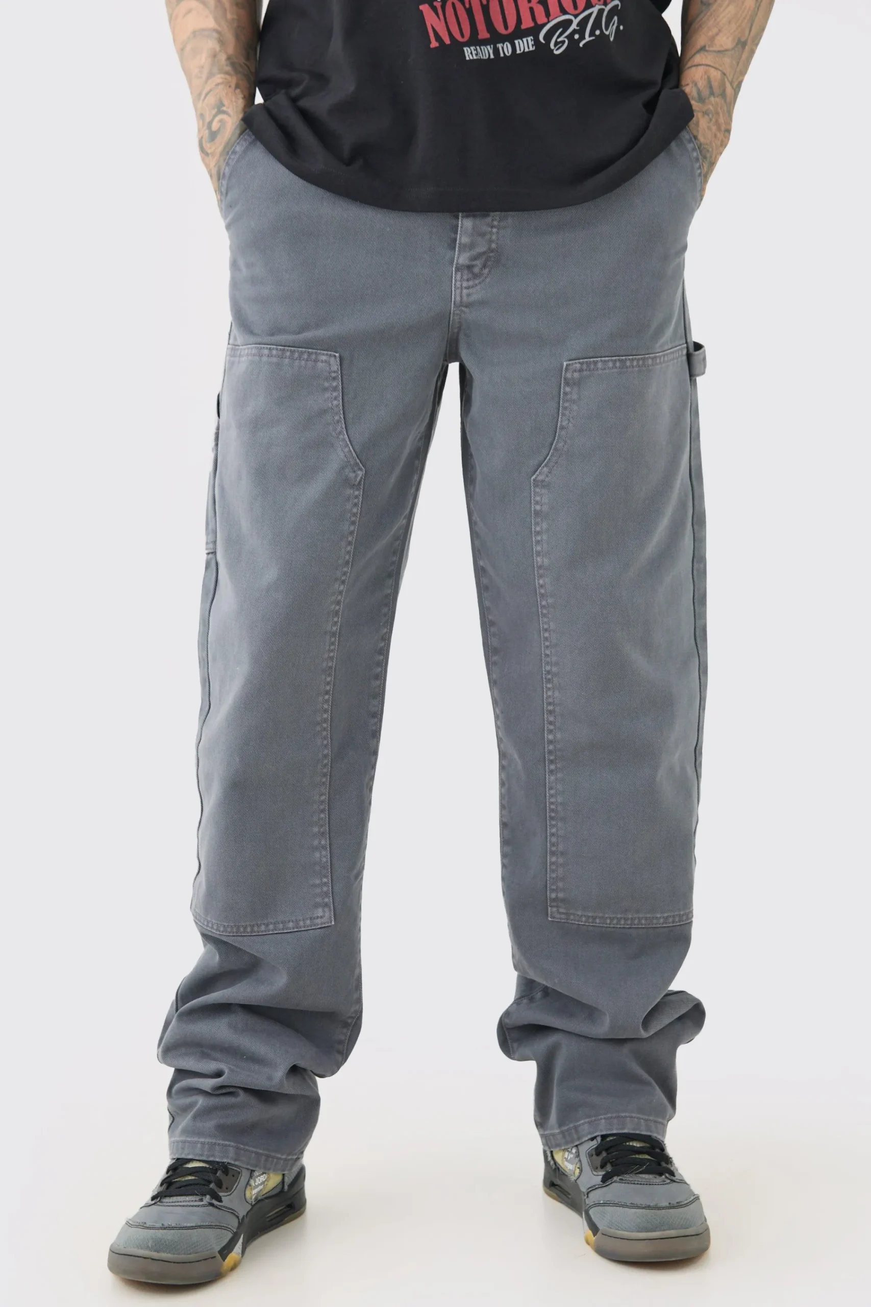 boohooMAN Tall Relaxed Overdye Carpenter Trouser | UK| Trousers