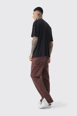boohooMAN Tall Relaxed Overdye Carpenter Split Hem Trouser In | UK| Trousers