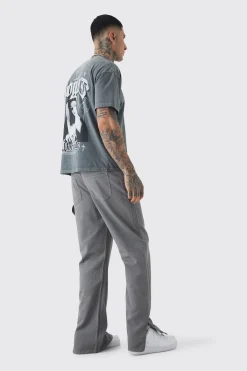 boohooMAN Tall Relaxed Overdye Carpenter Split Hem Trouser In | UK| Trousers