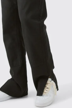 boohooMAN Tall Relaxed Overdye Carpenter Split Hem Trouser In | UK| Trousers