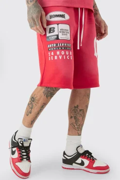 boohooMAN Tall Relaxed Washed Applique Moto Jersey Shorts | UK| Shorts