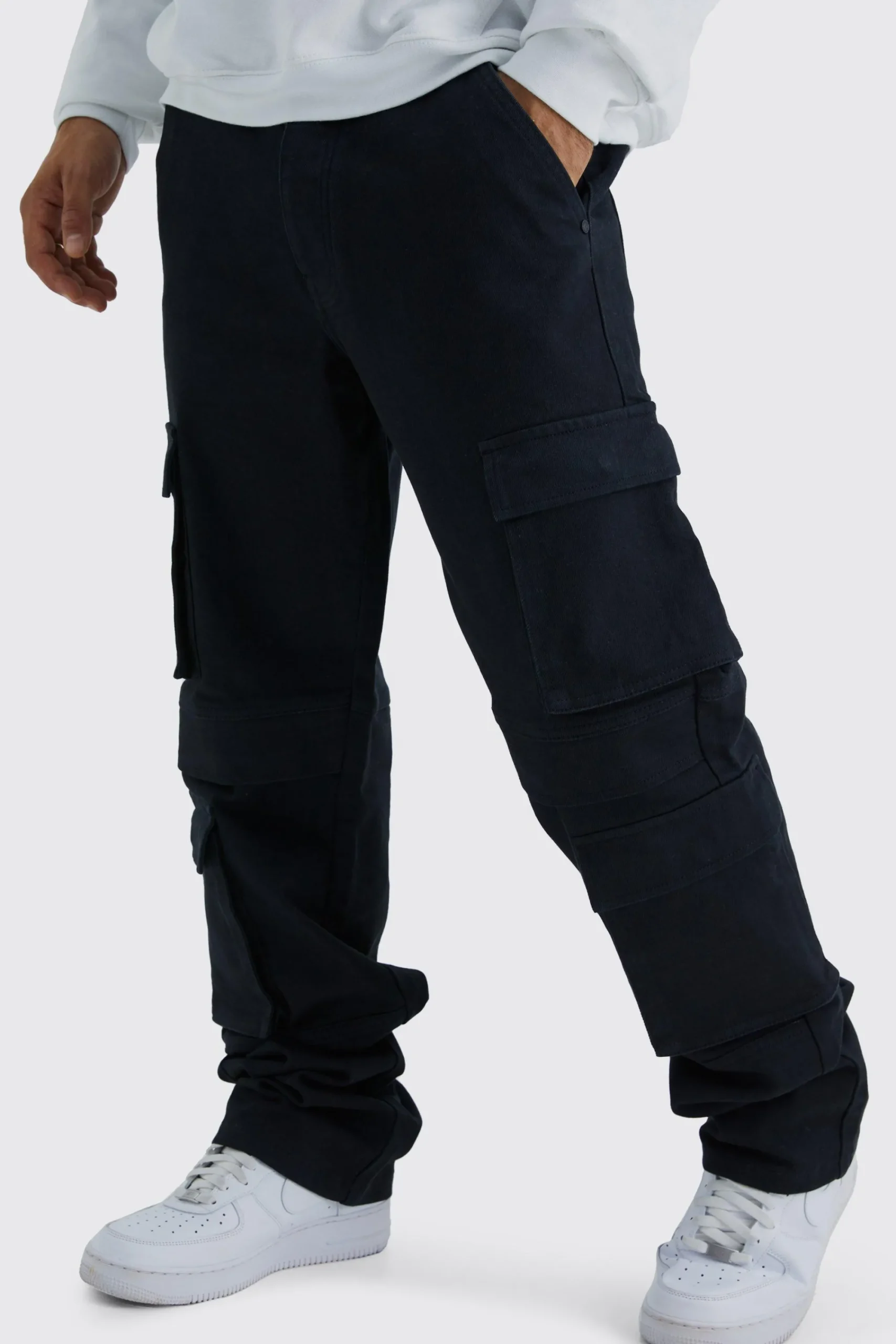 boohooMAN Tall Relaxed Washed Multi Pocket Cargo Jeans | UK| Trousers|Jeans