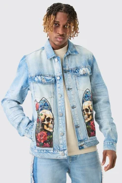 boohooMAN Tall Renaissance Panel Denim Jacket | UK| Coats & Jackets