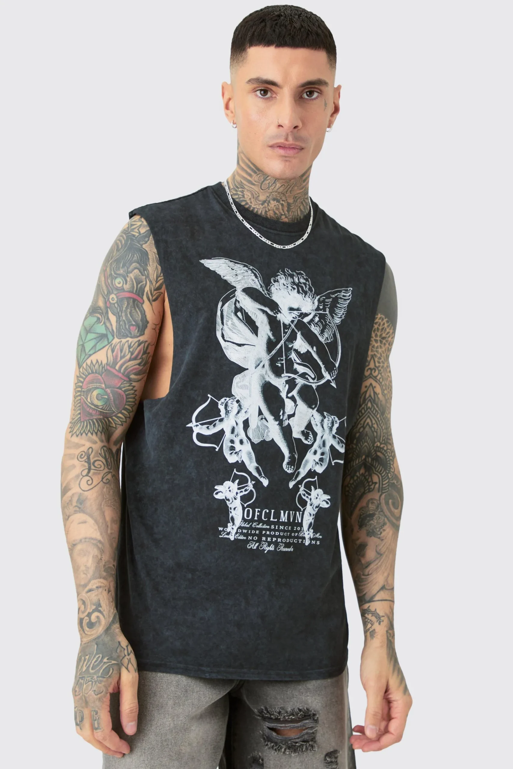Tall Renaissance Tank In Acid Wash | UK^boohooMAN New