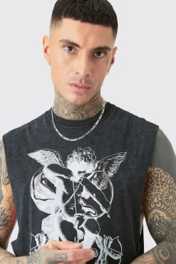 Tall Renaissance Tank In Acid Wash | UK^boohooMAN New