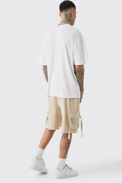 boohooMAN Tall Ribbed Relaxed Cargo Short In | UK| Shorts