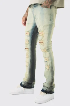 boohooMAN Tall Ripped Gusset Detail Stretch Skinny Flared Jeans | UK| Trousers|Jeans