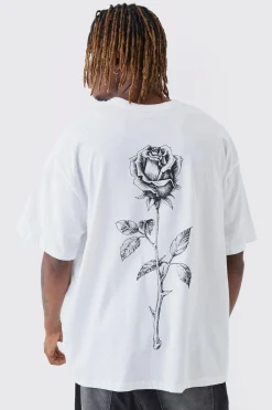 Tall Rose Back Printed Oversized T-Shirt | UK^boohooMAN Best