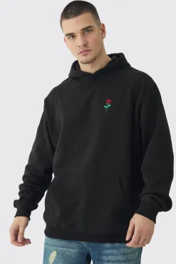 boohooMAN Tall Rose Embroidered Hoodie | UK| Hoodies & Sweatshirts