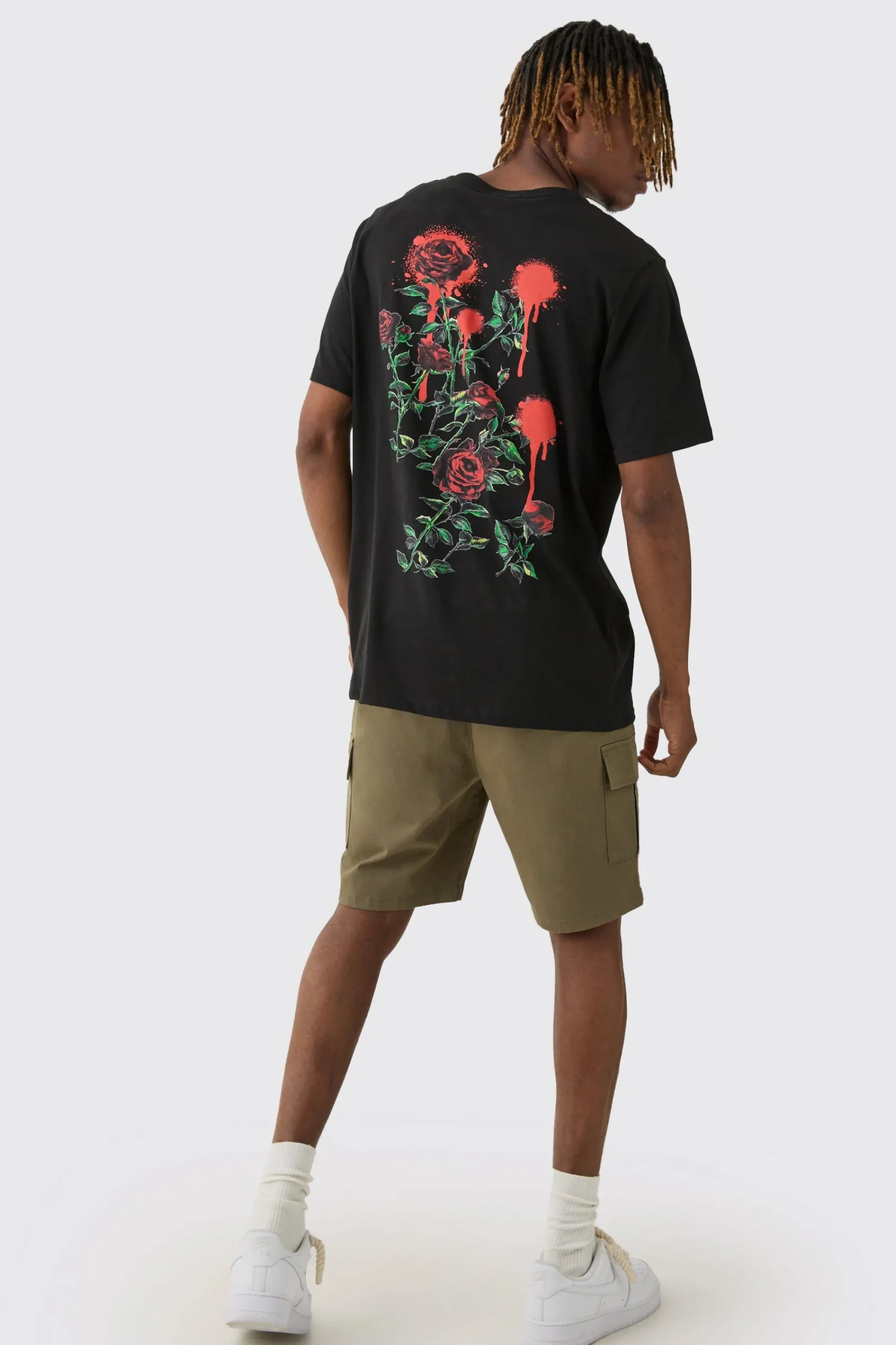 Tall Rose Floral Back Print T-shirt | UK^boohooMAN Sale