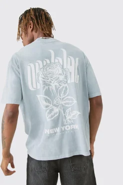 Tall Rose Graphic Back Print T-shirt | UK^boohooMAN Hot