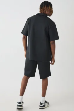 boohooMAN Tall Scuba Drop Revere Shirt & Short Set | UK| Sets & Co-Ords