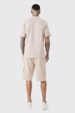 boohooMAN Tall Scuba Extended Neck Pocket T-shirt & Cargo Short Set | UK| Shorts|Tracksuits