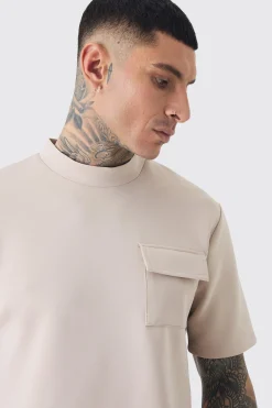 boohooMAN Tall Scuba Extended Neck Pocket T-shirt & Cargo Short Set | UK| Shorts|Tracksuits