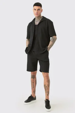 boohooMAN Tall Short Sleeve Drop Revere Shirt & Short Set In | UK| Sets & Co-Ords