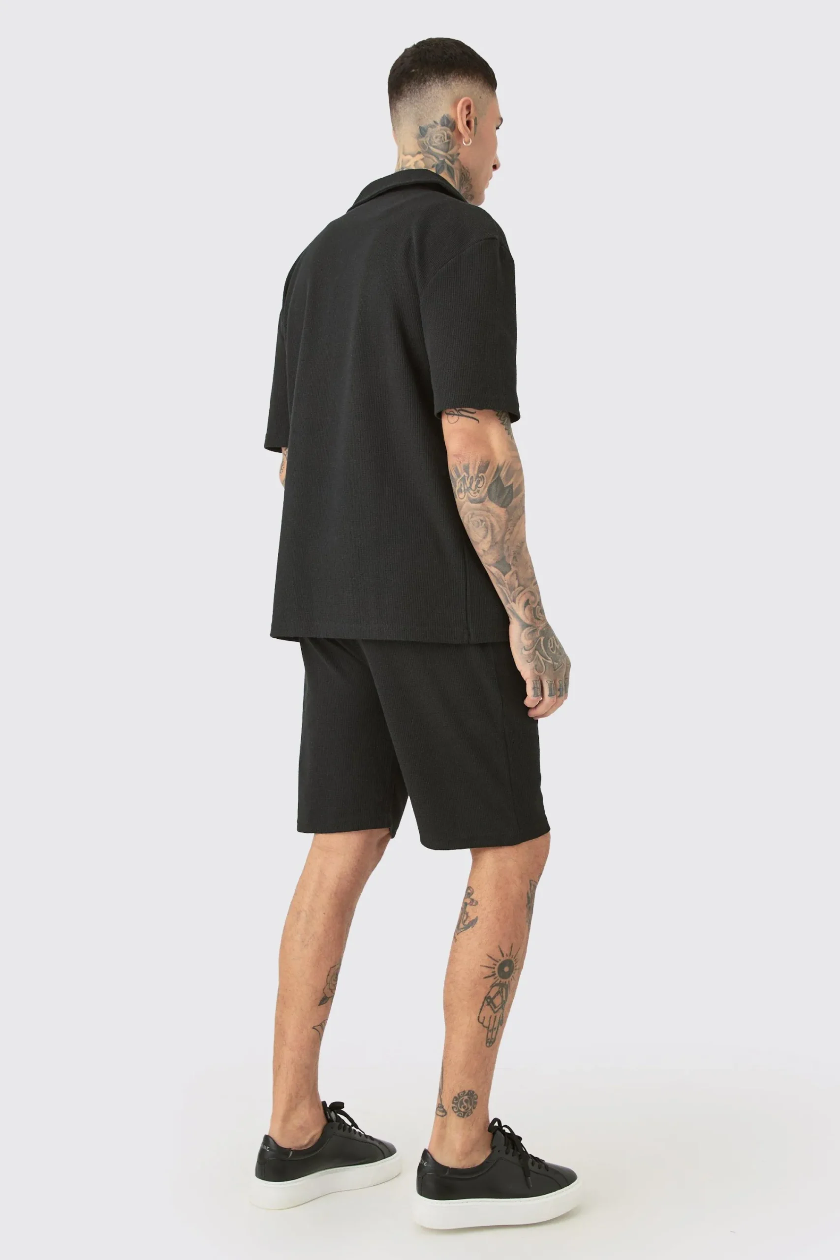 boohooMAN Tall Short Sleeve Drop Revere Shirt & Short Set In | UK| Sets & Co-Ords